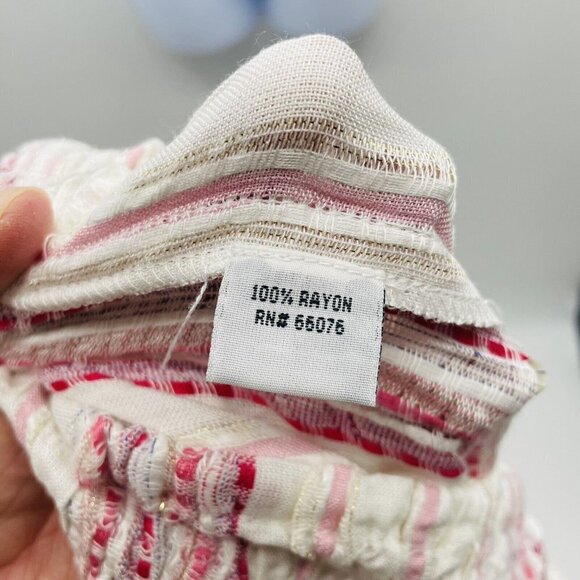 Raviya Womens Sz Medium Smocked-Top Jumpsuit Swimsuit Cover-Up in Pink White $58 - Picture 9 of 9